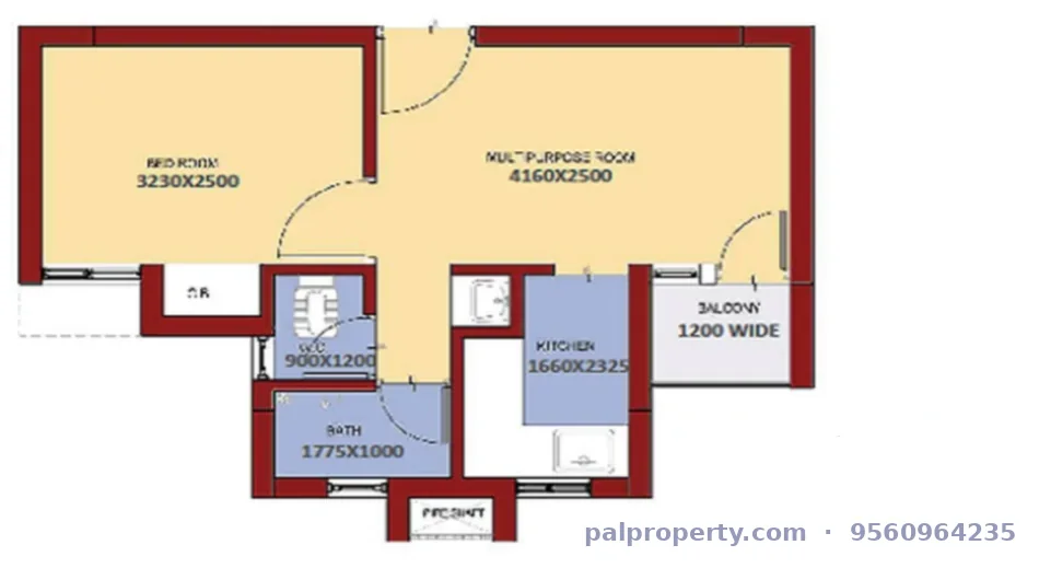 EWS 1BHK floor plan