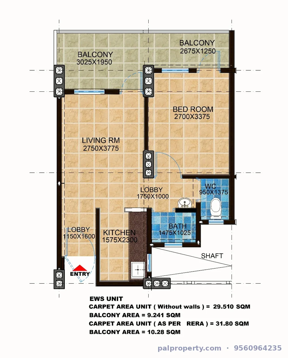 DDA EWS 1BHK floor plan - Pocket-3 Sector A1-A4, Narela Delhi | PAL Property
