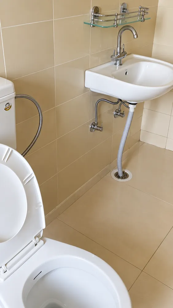 EWS flat bathroom wash basin aur fittings